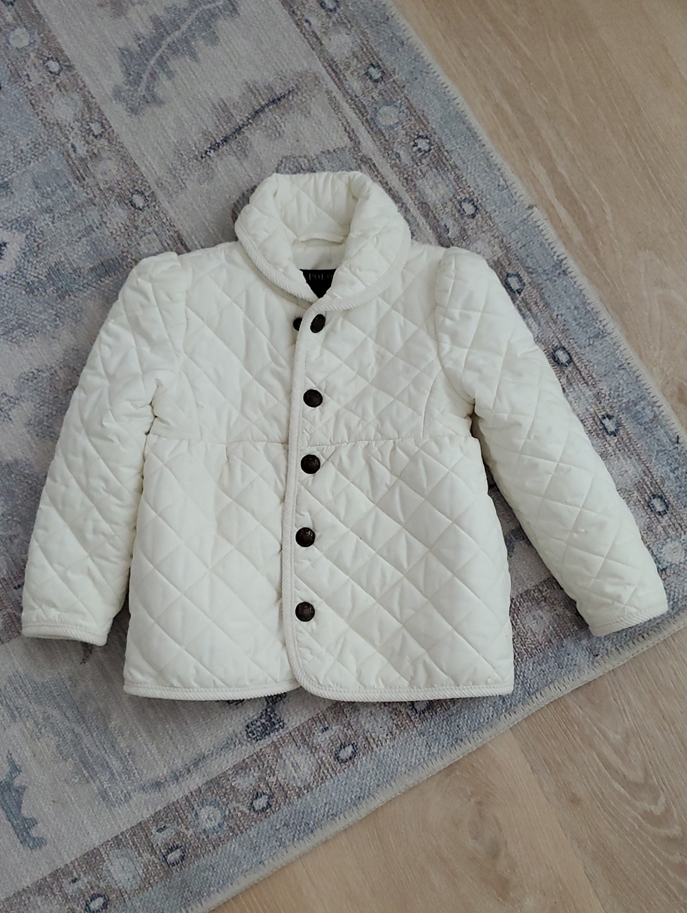 Polo Ralph Lauren Girls Quilted Preppy White Cream Jacket Sz4/4T